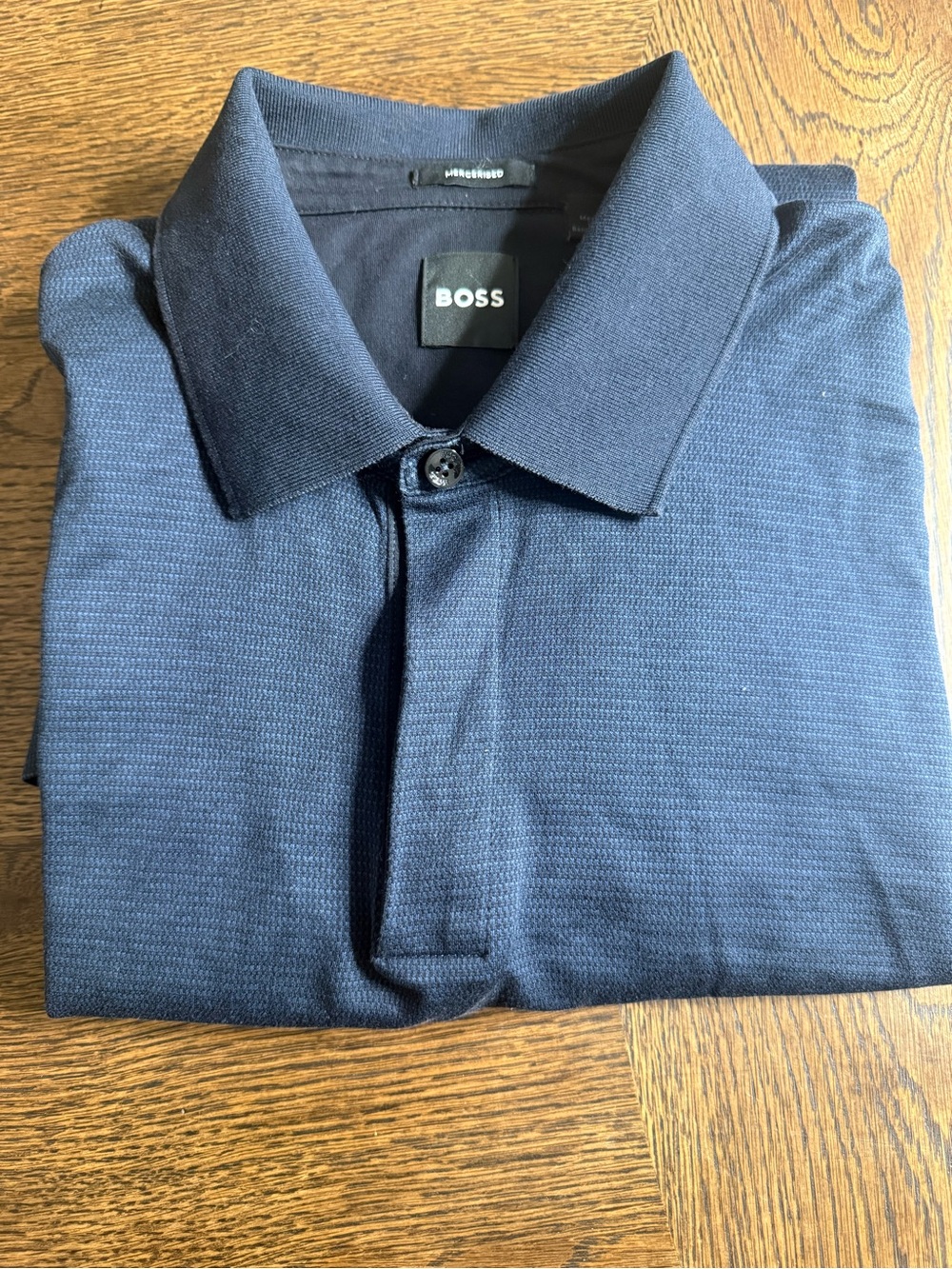 BOSS Men's Dark Blue Polo long sleeve Shirt size medium